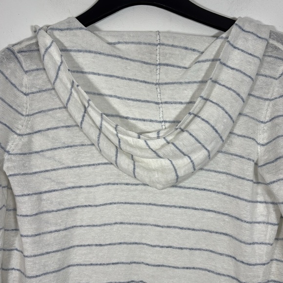 Cynthia Rowley 100% Linen Open Front Cardigan Small Long Sleeve Hooded Beachy - Picture 6 of 8